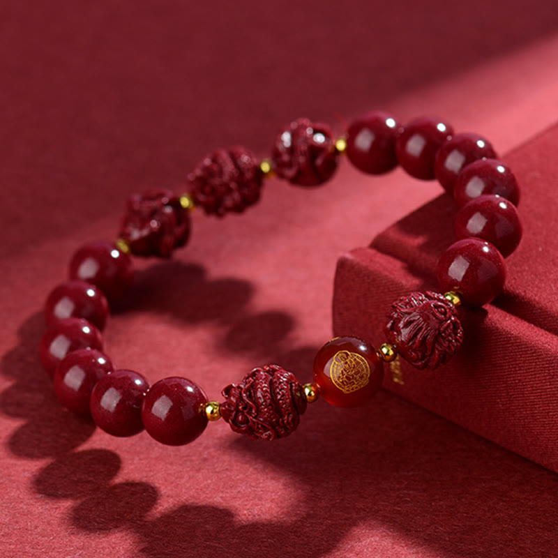 Fortune Jewel Chinese Zodiac Cinnabar Keep Away Evil Spirits Blessing Bracelet