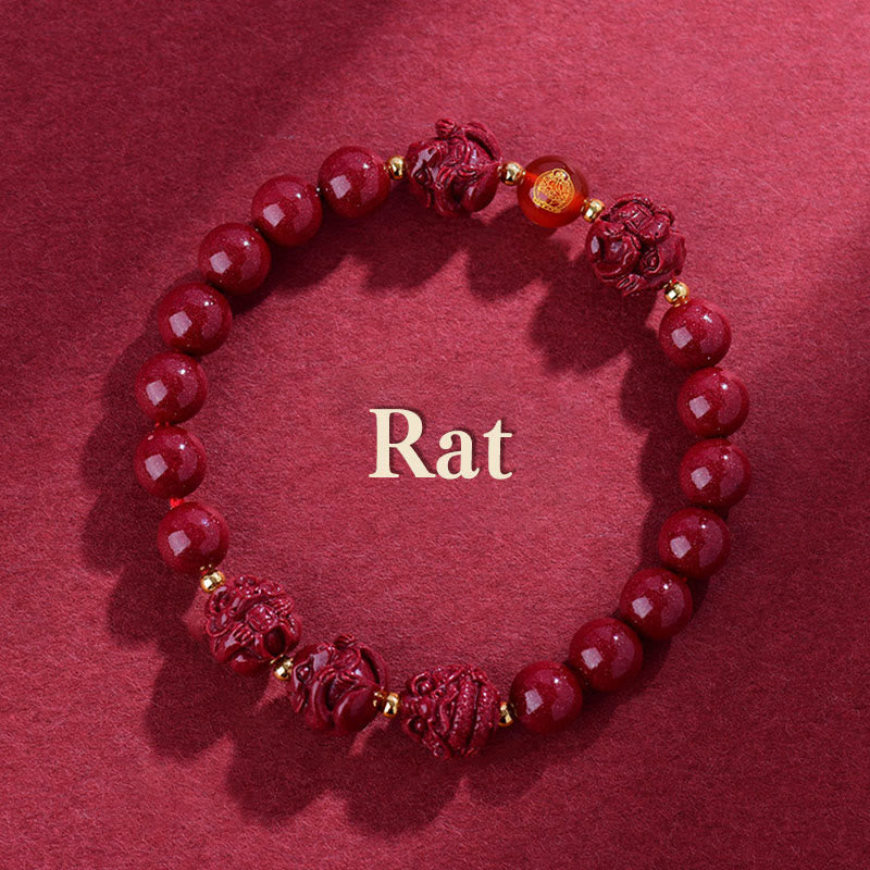 Fortune Jewel Chinese Zodiac Cinnabar Keep Away Evil Spirits Blessing Bracelet