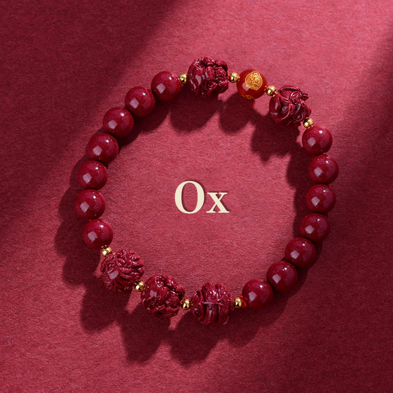 Fortune Jewel Chinese Zodiac Cinnabar Keep Away Evil Spirits Blessing Bracelet