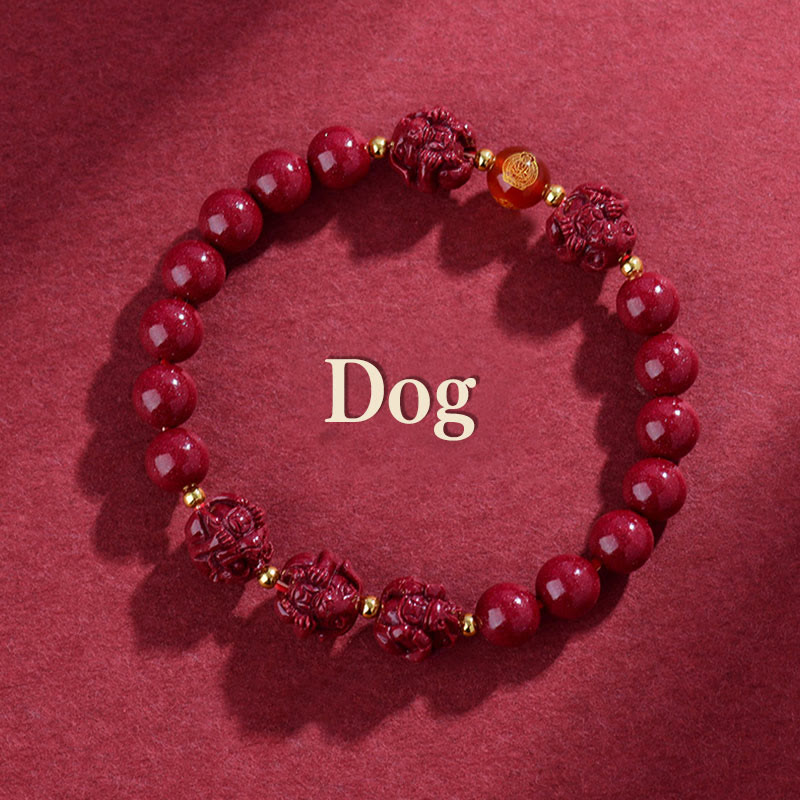 Fortune Jewel Chinese Zodiac Cinnabar Keep Away Evil Spirits Blessing Bracelet