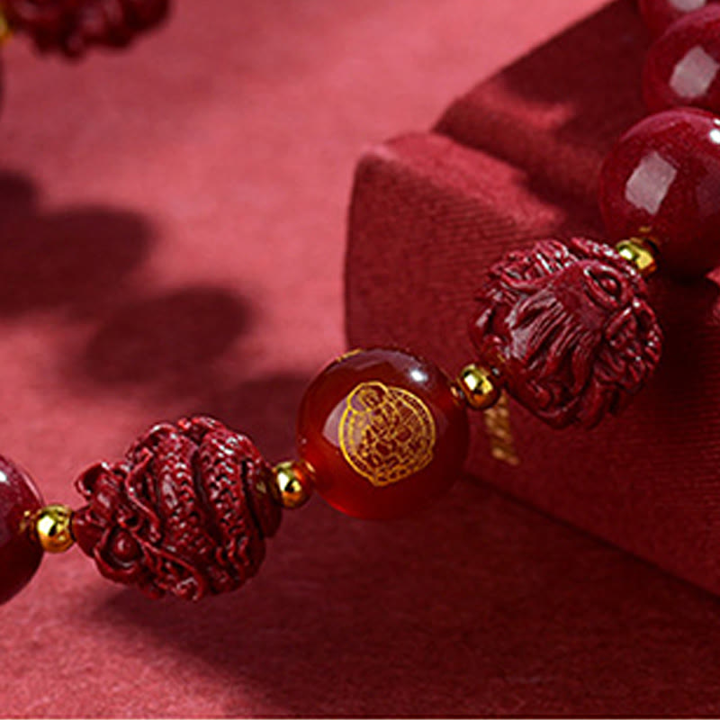 Fortune Jewel Chinese Zodiac Cinnabar Keep Away Evil Spirits Blessing Bracelet