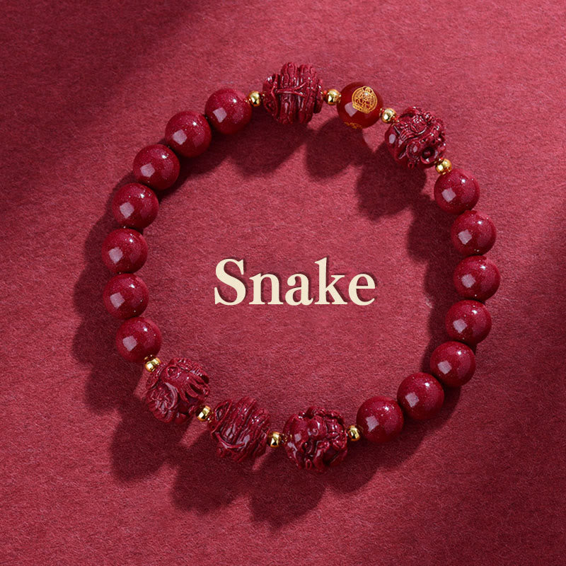 Fortune Jewel Chinese Zodiac Cinnabar Keep Away Evil Spirits Blessing Bracelet