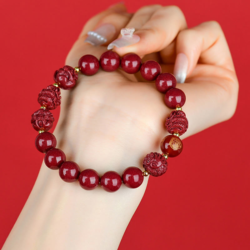 Fortune Jewel Chinese Zodiac Cinnabar Keep Away Evil Spirits Blessing Bracelet
