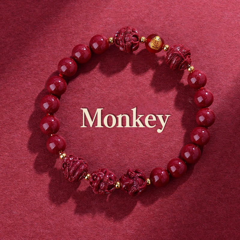 Fortune Jewel Chinese Zodiac Cinnabar Keep Away Evil Spirits Blessing Bracelet