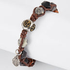 Fortune Jewel Retro 925 Sterling Silver Silver Sheen Obsidian Transport Rope Handmade Braided Bracelet