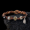 Fortune Jewel Retro 925 Sterling Silver Silver Sheen Obsidian Transport Rope Handmade Braided Bracelet