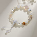 Fortune Jewel White Agate Pearl 18 Beads Balance Luck Bracelet