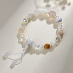 Fortune Jewel White Agate Pearl 18 Beads Balance Luck Bracelet