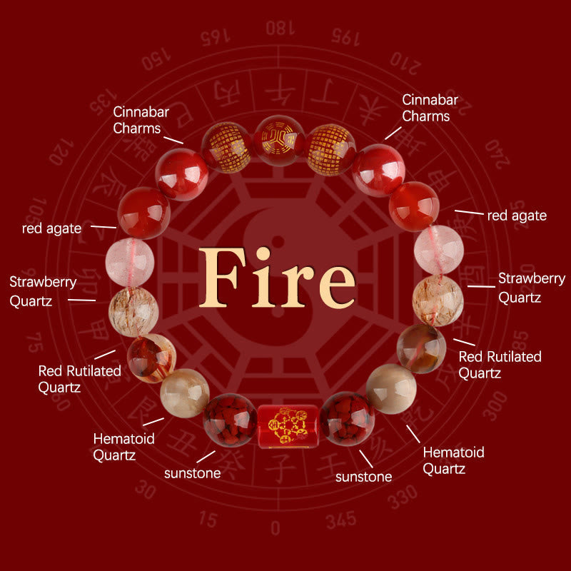 Fortune Jewel Five Elements God Of Wealth Various Crystal Agate Wealth Luck Bracelet