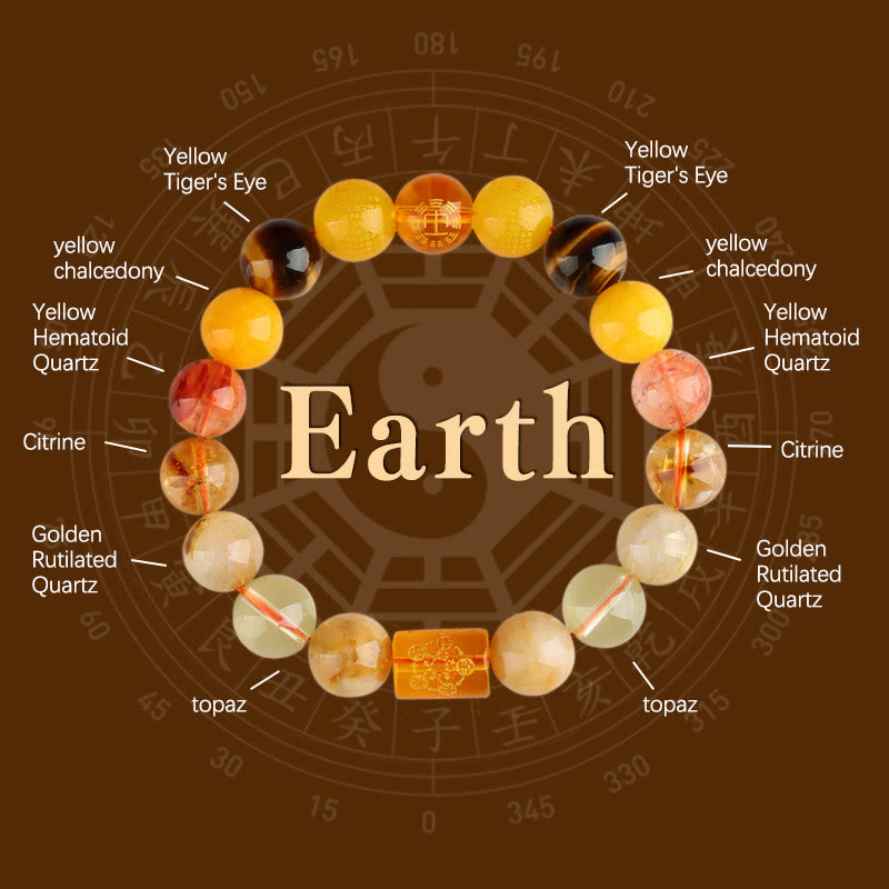 Fortune Jewel Five Elements God Of Wealth Various Crystal Agate Wealth Luck Bracelet
