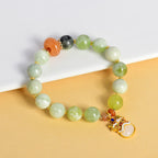 Fortune Jewel Natural Jade Dancing Lion Charm Prosperity Luck Bracelet