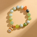 Fortune Jewel Natural Jade Dancing Lion Charm Prosperity Luck Bracelet