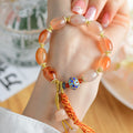 Fortune Jewel Tibetan White Jade Agate Strength Confidence Bracelet