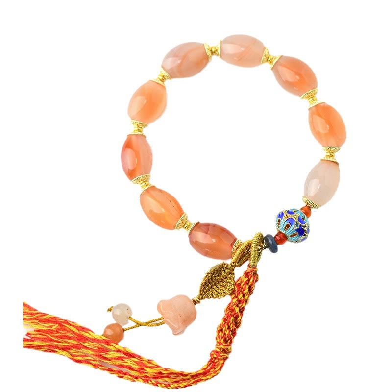 Fortune Jewel Tibetan White Jade Agate Strength Confidence Bracelet