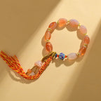 Fortune Jewel Tibetan White Jade Agate Strength Confidence Bracelet
