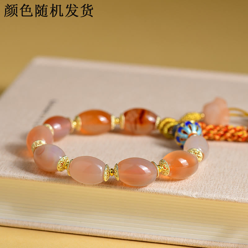 Fortune Jewel Tibetan White Jade Agate Strength Confidence Bracelet
