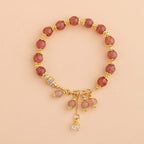Fortune Jewel Natural Strawberry Quartz Crystal Zircon Healing Positive Bracelet