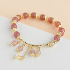 Fortune Jewel Natural Strawberry Quartz Crystal Zircon Healing Positive Bracelet
