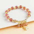 Fortune Jewel Natural Strawberry Quartz Crystal Zircon Healing Positive Bracelet