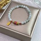 Fortune Jewel Tibetan Natural Jade Fu Character Prayer Wheel Prosperity Abundance Bracelet