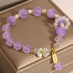 Fortune Jewel Natural Blue Crystal Amethyst Chalcedony Flower Healing Bracelet