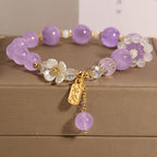 Fortune Jewel Natural Blue Crystal Amethyst Chalcedony Flower Healing Bracelet