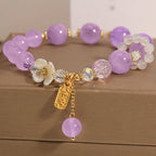 Fortune Jewel Natural Blue Crystal Amethyst Chalcedony Flower Healing Bracelet