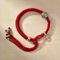 Fortune Jewel Tibetan Thangka Green Silver Tara Zakiram Goddess Of Wealth Red Braid String Luck Bracelet