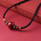 Fortune Jewel Cinnabar Lucky Bead Keep Away Evil Spirits Necklace Pendant