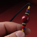 Fortune Jewel Cinnabar Lucky Bead Keep Away Evil Spirits Necklace Pendant