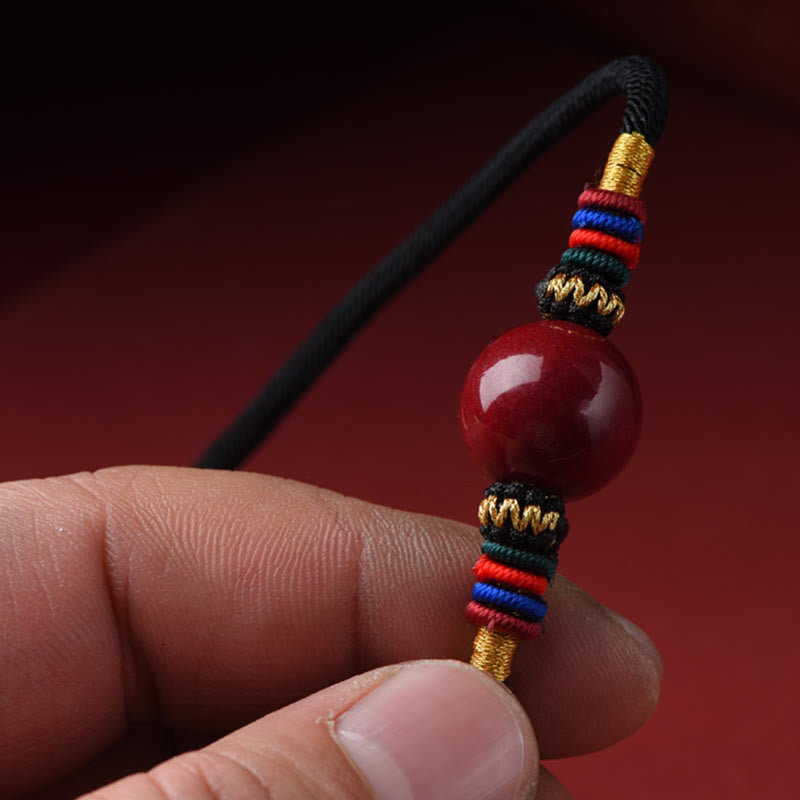 Fortune Jewel Cinnabar Lucky Bead Keep Away Evil Spirits Necklace Pendant