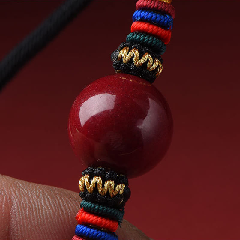 Fortune Jewel Cinnabar Lucky Bead Keep Away Evil Spirits Necklace Pendant