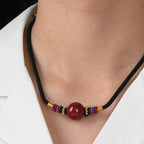 Fortune Jewel Cinnabar Lucky Bead Keep Away Evil Spirits Necklace Pendant