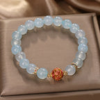 Fortune Jewel Natural Aquamarine Flower Bead Healing Bracelet