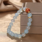 Fortune Jewel Natural Aquamarine Flower Bead Healing Bracelet