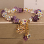 Fortune Jewel Amethyst Citrine White Crystal Zircon Flower Spiritual Healing Bracelet