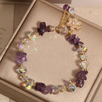 Fortune Jewel Amethyst Citrine White Crystal Zircon Flower Spiritual Healing Bracelet