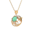 Fortune Jewel Green Chalcedony Koi Fish Strength Necklace Pendant