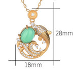 Fortune Jewel Green Chalcedony Koi Fish Strength Necklace Pendant