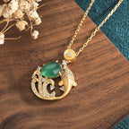 Fortune Jewel Green Chalcedony Koi Fish Strength Necklace Pendant