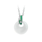 Fortune Jewel Natural Chalcedony Bamboo Leaf Peace Buckle Wealth Necklace Pendant
