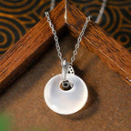 Fortune Jewel Natural Chalcedony Bamboo Leaf Peace Buckle Wealth Necklace Pendant