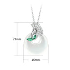 Fortune Jewel Natural Chalcedony Ginkgo Leaf Peace Buckle Harmony Necklace Pendant
