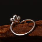 Fortune Jewel 925 Sterling Silver Cherry Blossom Sakura Flower Blessing Adjustable Ring