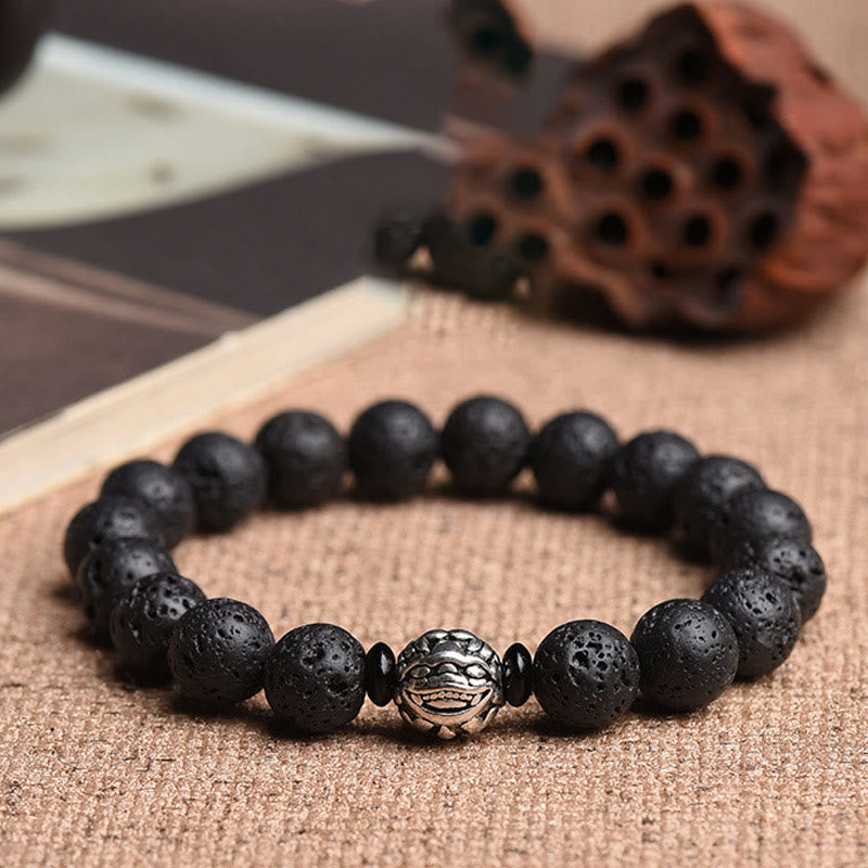 Fortune Jewel Lava Rock Beads White Copper PiXiu Wealth Bracelet
