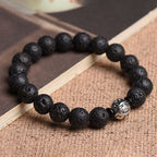 Fortune Jewel Lava Rock Beads White Copper PiXiu Wealth Bracelet