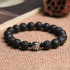 Fortune Jewel Lava Rock Beads White Copper PiXiu Wealth Bracelet