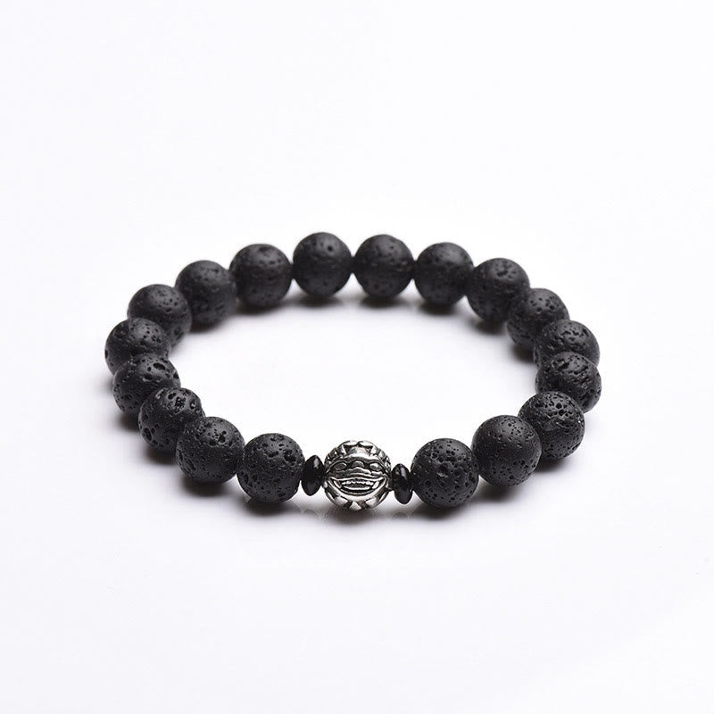 Fortune Jewel Lava Rock Beads White Copper PiXiu Wealth Bracelet