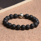 Fortune Jewel Lava Rock Beads White Copper PiXiu Wealth Bracelet