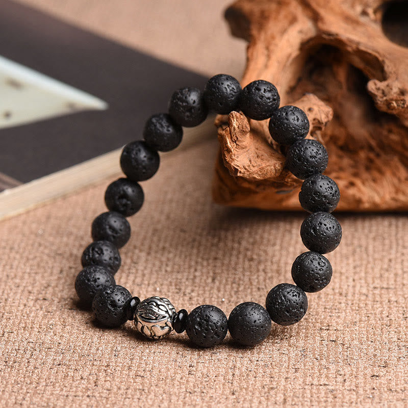 Fortune Jewel Lava Rock Beads White Copper PiXiu Wealth Bracelet